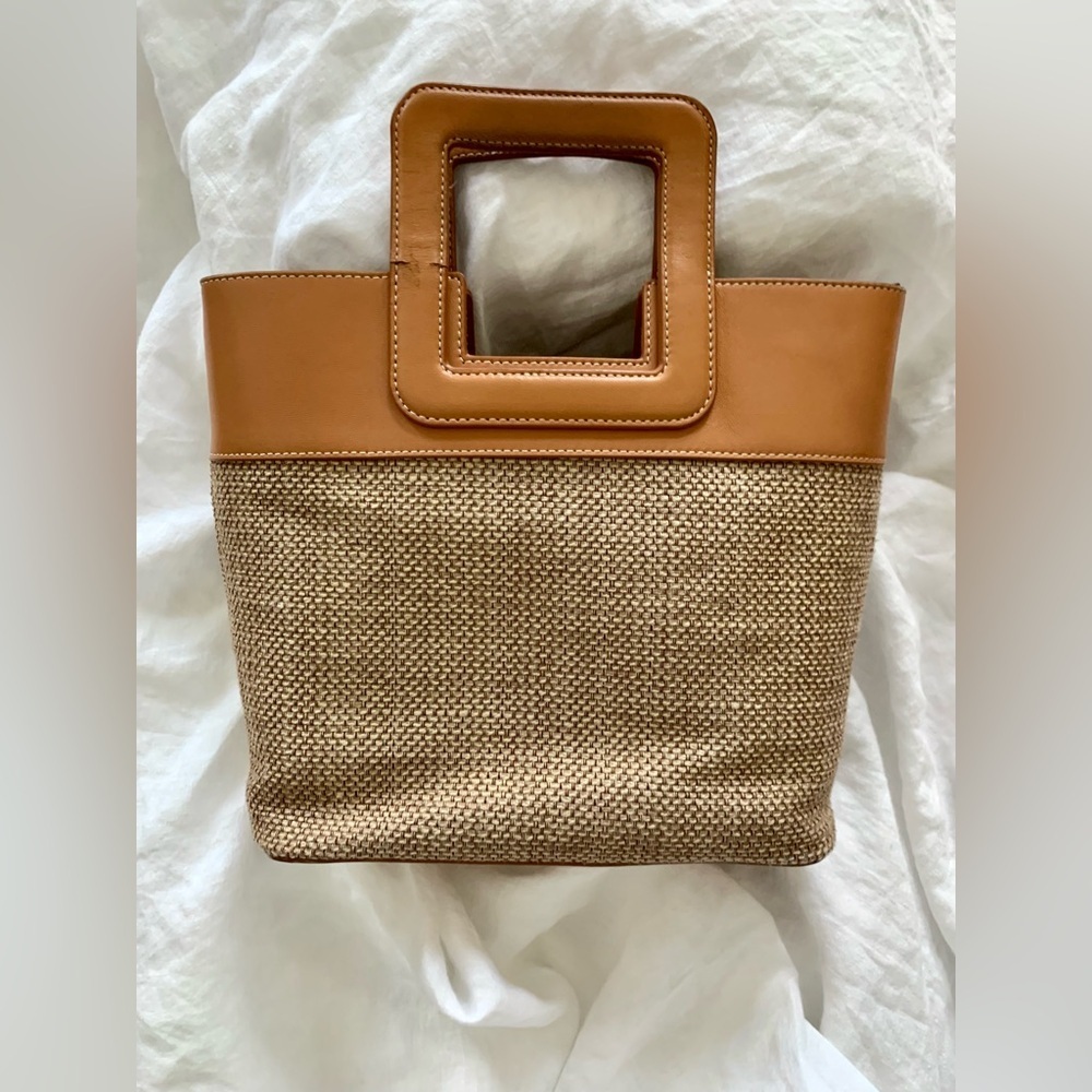 J. McLaughlin Dalton Hemp + Leather Tan and Brown Crossbody Bag